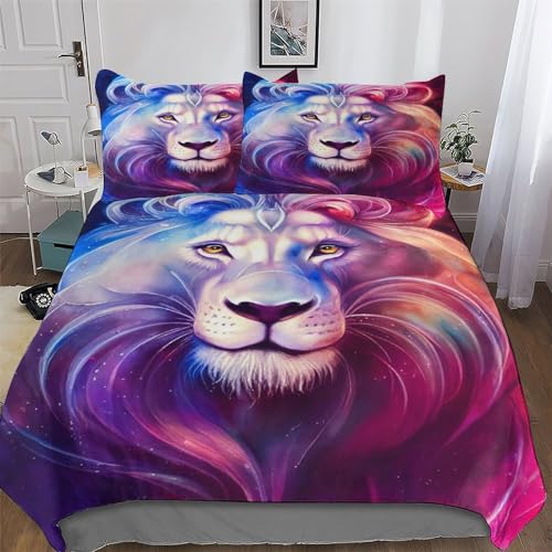 Parure de lit lion en microfibre supérieure avec housse de couette king 3 pcs - 2
