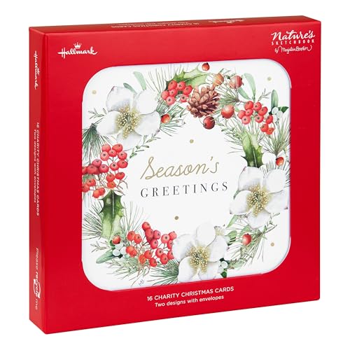 Hallmark Charity Christmas Cards - Pack of 16 in 2 Marjolein Bastin Natures Sketchbook Designs