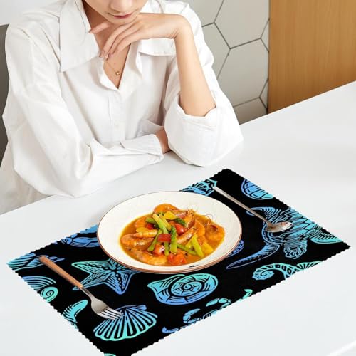 Sets de table exotiques bleus faciles à nettoyer pour table propre - 7