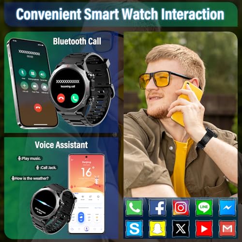 Military Smart Watches for Men (Answer/Make Calls), 1.39" HD Fitness Watches, Heart Rate/Sleep Monitor, 110+ Sports Modes Watch for Men, Waterproof Watch, 30Day, Watches for Android/iPhone, Black3