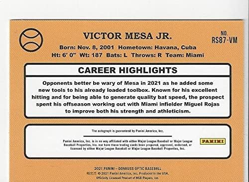 Victor Mesa Autographed Rookie Signatures Collectible Baseball Card - 2021 Panin Optic Baseball Card #RS87-VM (Marlins)