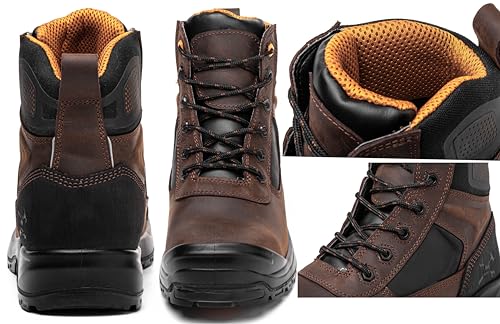 6" Safety Work Boots For Men Water Resistant Composite Toe Puncture Resistant EH Non Slip No Metal ASTM F2413-18 Comfortable&Durable MW92762