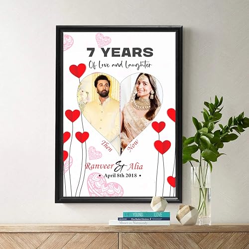 Image of Customized Heart Photo Frame with Photo Upload for Wall Hanging, Personalized Your Name and Date for Anniversary, Valentine's Day Gifts (16x24) Heart