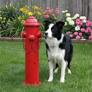 CaliDecor Fire Hydrant for Dogs to Pee On, 24" Metal Dog Fake Fire Hydrant Pee Post Red for Outdoor Training, Pee Pole with Ground Stakes, Fillable Base for Yard, Garden, Patio