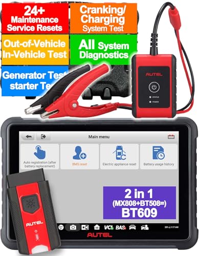 Autel Battery Tester Code Reader MaxiBAS BT609 6V-12V Battery 12-24V Cranking/Charging System Analysis Tool All System Diagnostic In&Out of Vehicle Test 28+Service Better BT608 BT508 BT506 MX808