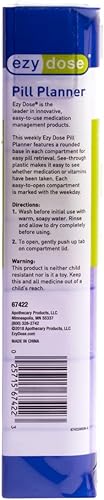 Miniatura 9 de EZY DOSE Pastillero semanal (7 días), planificador de medicamentos, organizador de vitaminas, grandes compartimentos contorneados para una fácil