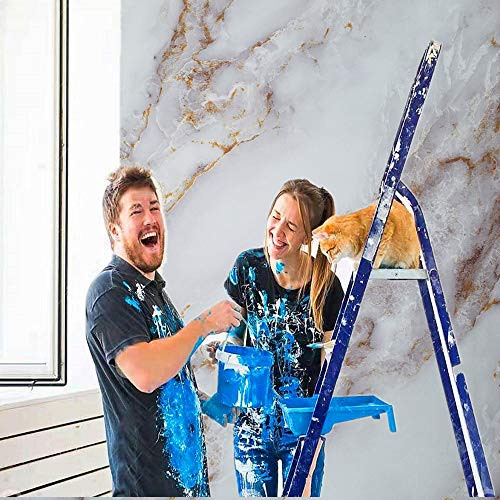 Marble White/Gold Contact Paper Thickened Marble Matte Wallpaper Bathroom countertop Decorative Paper Waterproof Removable countertop Bathroom Contact Paper Free give Knife and Tool(11.8\" x 78.7\")