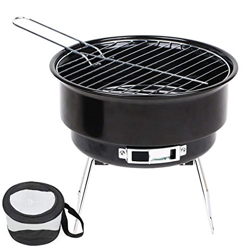 Like-very BBQ Barbecue Grill, Charcoal Barbacoa, Parrilla de Carbón Vegetal, Barbacoa de carbón, Bola (Parrilla Grill/Barbacoa Redonda (/Stand), Color Negro, diámetro DE 25 cm