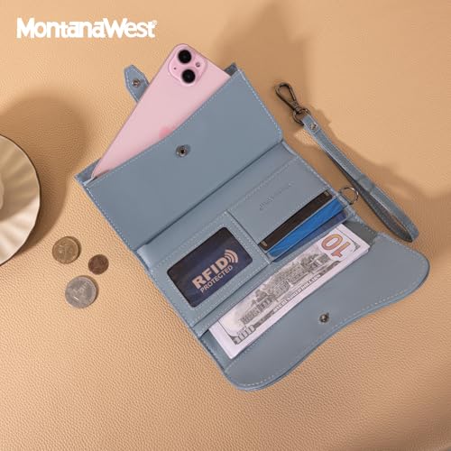 Image of Montana West Wallets for Women Large Phone Wristlet Wallets Trifold Money Organizers with Coin Purse and Wrist Strap