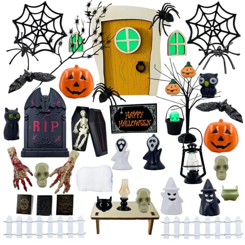 Golgner 43 Stück Halloween Puppenhaus Dekoration, Miniatur Puppenhaus...