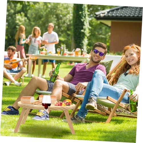 Table pliante en bois camping extérieure compacte ronde kaki