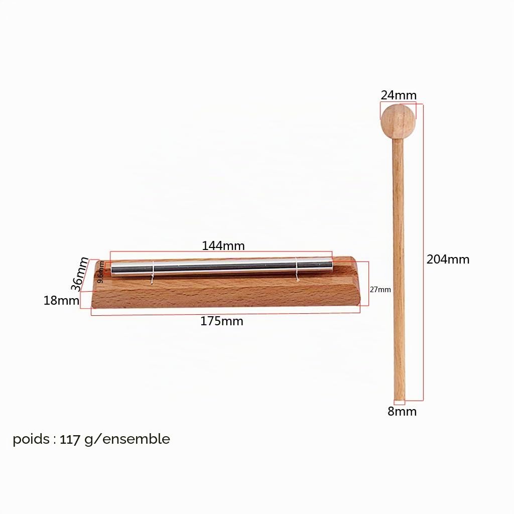 Alnicov Carillon solo de méditation avec instrument de percussion en maillet pour prière, yoga, énergies orientales, guérison ou gestion de classe des enseignants