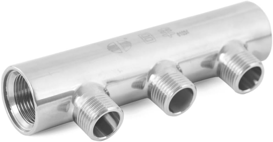 Deliao 3 Way Distribution Water Manifold Air Flow Pump Tubing Thread 3 Positions Inline Quick Adapter Air Hose Manifold Underfloor Heating System Distributor Double-Head