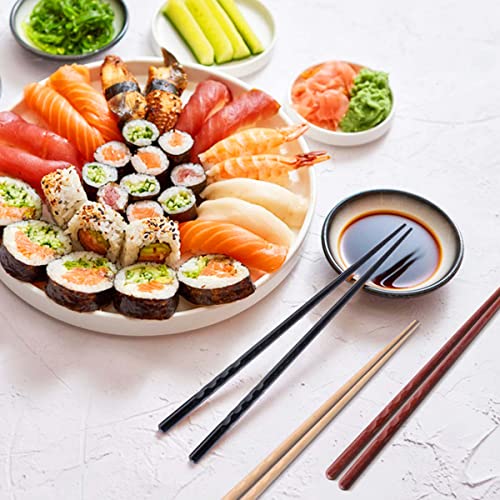 Image of MFJUNS 10-Pairs Set of Wooden Chopstick - Reusable Chopsticks and Minimalism Japanese Chopsticks Non-slip Design 8.8 Inch / 22.5 cm Gift Set