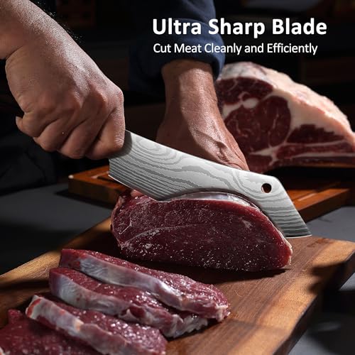 PAUDIN Meat Cleaver 8 Inch Butcher Knife, High Carbon Stainless Steel Cleaver Chef Knife, Sharp Kitchen Knife Heavy Duty Meat Cutting Knife, Wood Handle - image 4