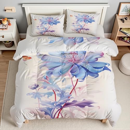 Housse de Couette 220x240 Fleurs Parure de Lit Douceur Absolue Microfibre - 3