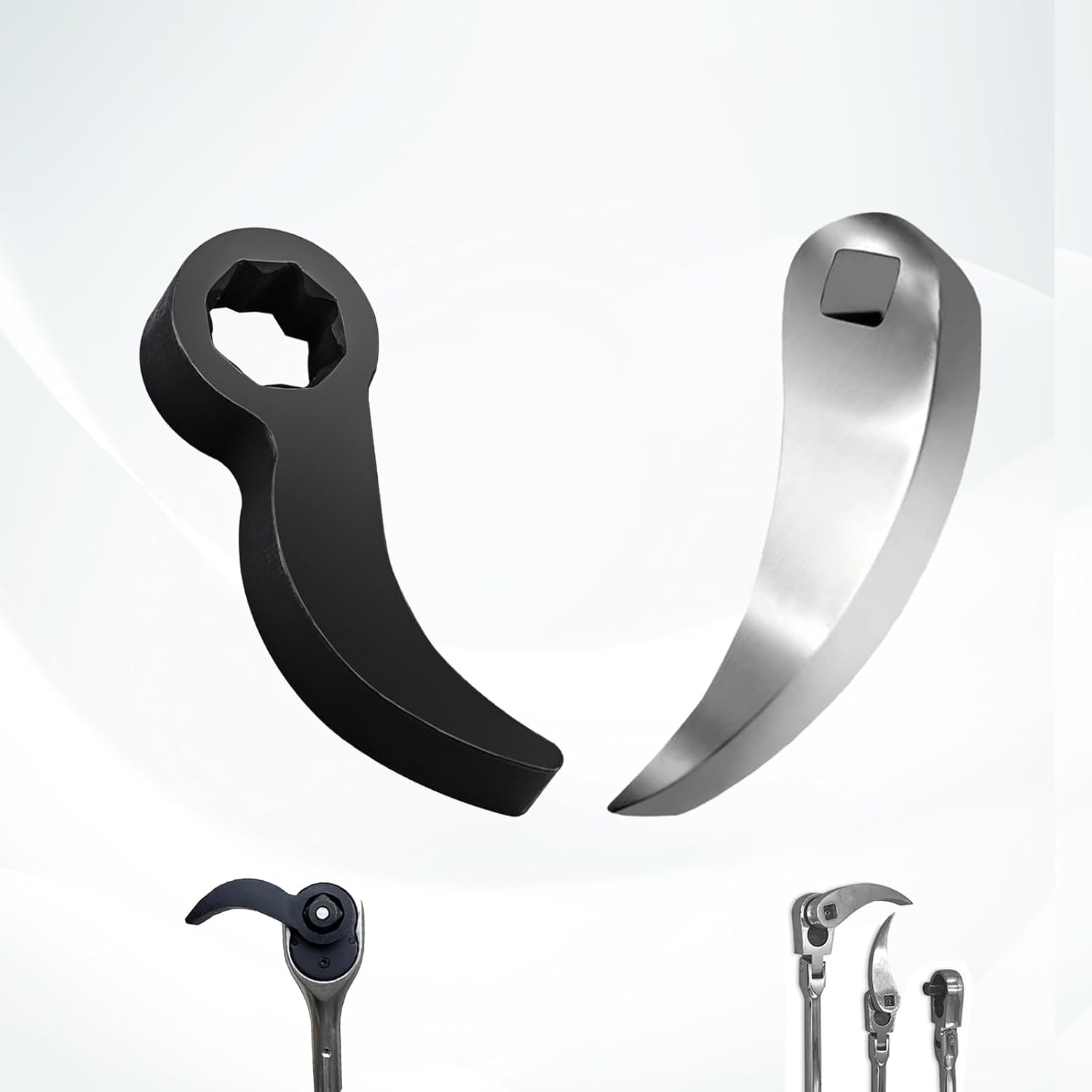 2 Pack Pry Bar Wrench Adapter & Ratchet Pry Bar Attachment - Adjustable Angle Head, Extra-Strong Axle Removal Tool for Tight Spaces (3/8"+1/2")