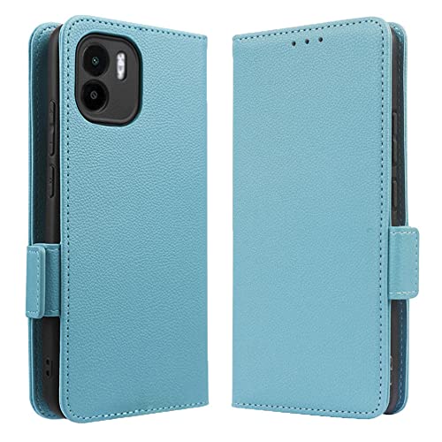 Cover Pelle per Xiaomi Redmi A1 Magnetica Custodia con Supporto di Stand & Carte Slot Flip Case con Portafoglio -Azzurro