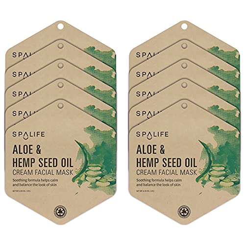 SpaLife Aloe & Hemp Seed Oil Cream Facial Mask 10 Pack
