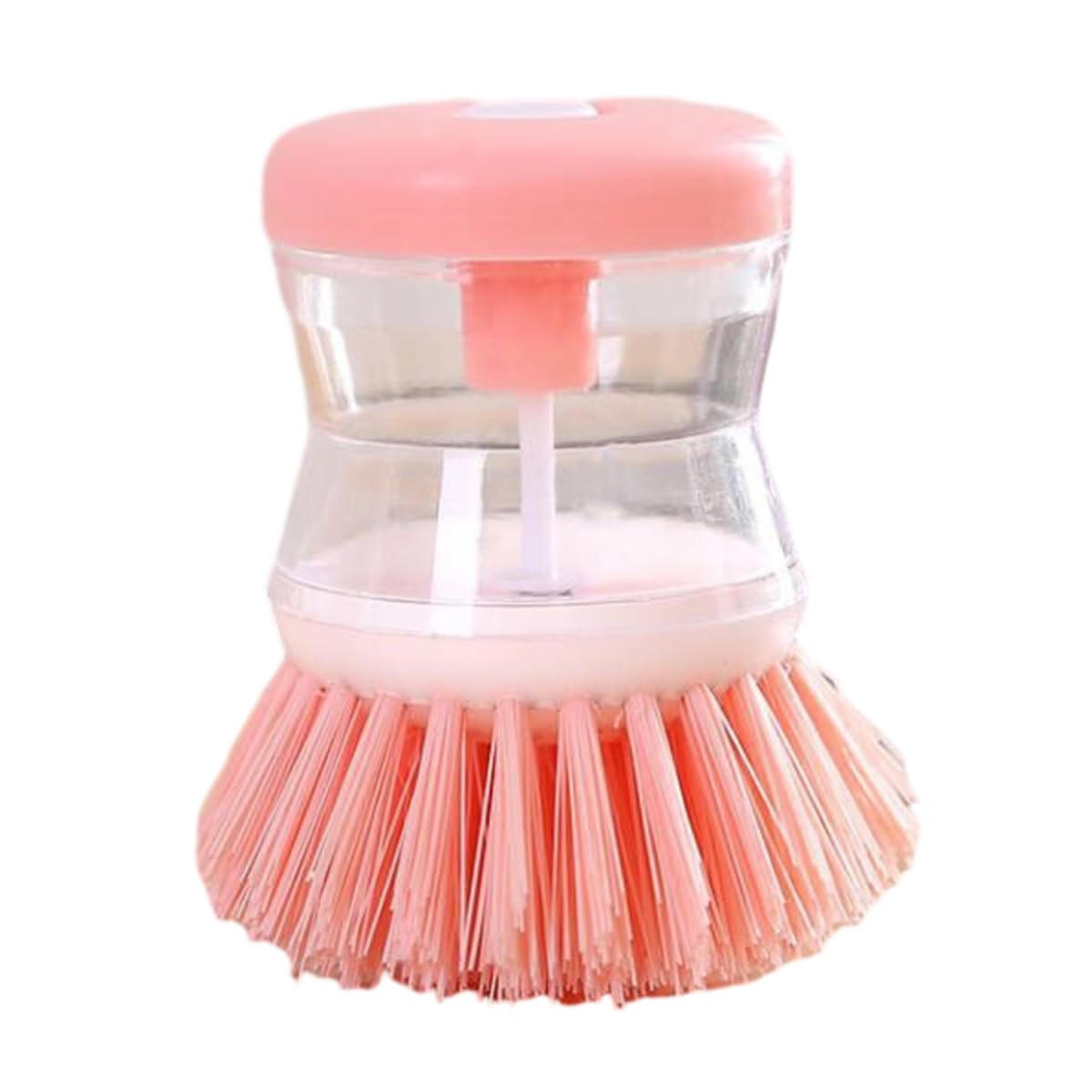 Kmoceply Pink Dish Cleaning Brushes Dish Brush With Holder Soap Dispensing Washing Up Scrubber Refillable Kitchen Dishwasher Palm Scrubbing Brush With Soap Dispenser Kitchen Cleaning Accessory (Pink)
