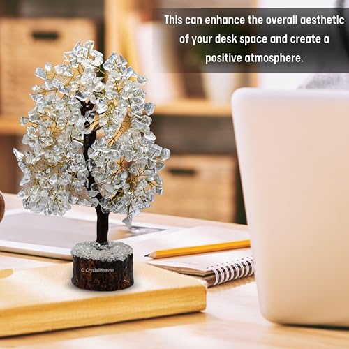 Image of Certified Clear Quartz Crystal Tree for Good Luck - Healing Crystals Money Tree for Wealth, Positive Energy at Home Office - Decorative Spiritual Gifts for Vastu, House Warming