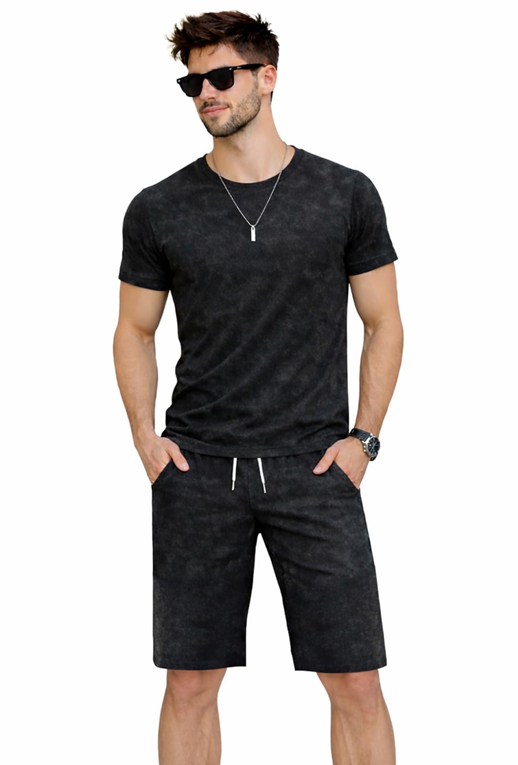 Men's Polyester Optic Wash T-Shirt and Shorts Set | Top & Shorts Night Suits Set | Night Wear for Men-image-21