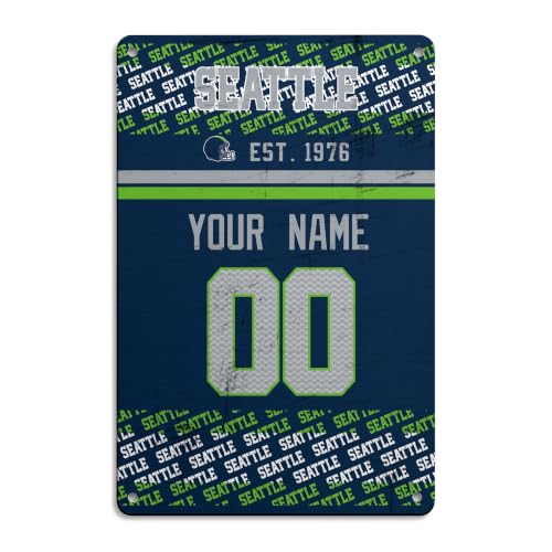 Image of Seattle Metal Sign for Outside Custom Name and Number Gifts