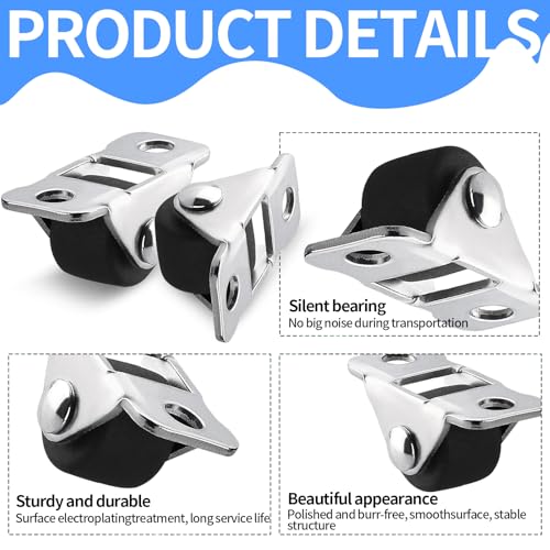 12Pcs Mini Roues de roulette, roues en caoutchouc de 1/2 pouce Roulettes à profil bas pour meubles avec plateau en acier Silent Roue fixe pour petits appareils Paniers Bagage