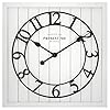 PresenTime & Co 21" Farmhouse Square Shiplap Barn Door Wood Clock - White, Arabic Numeral