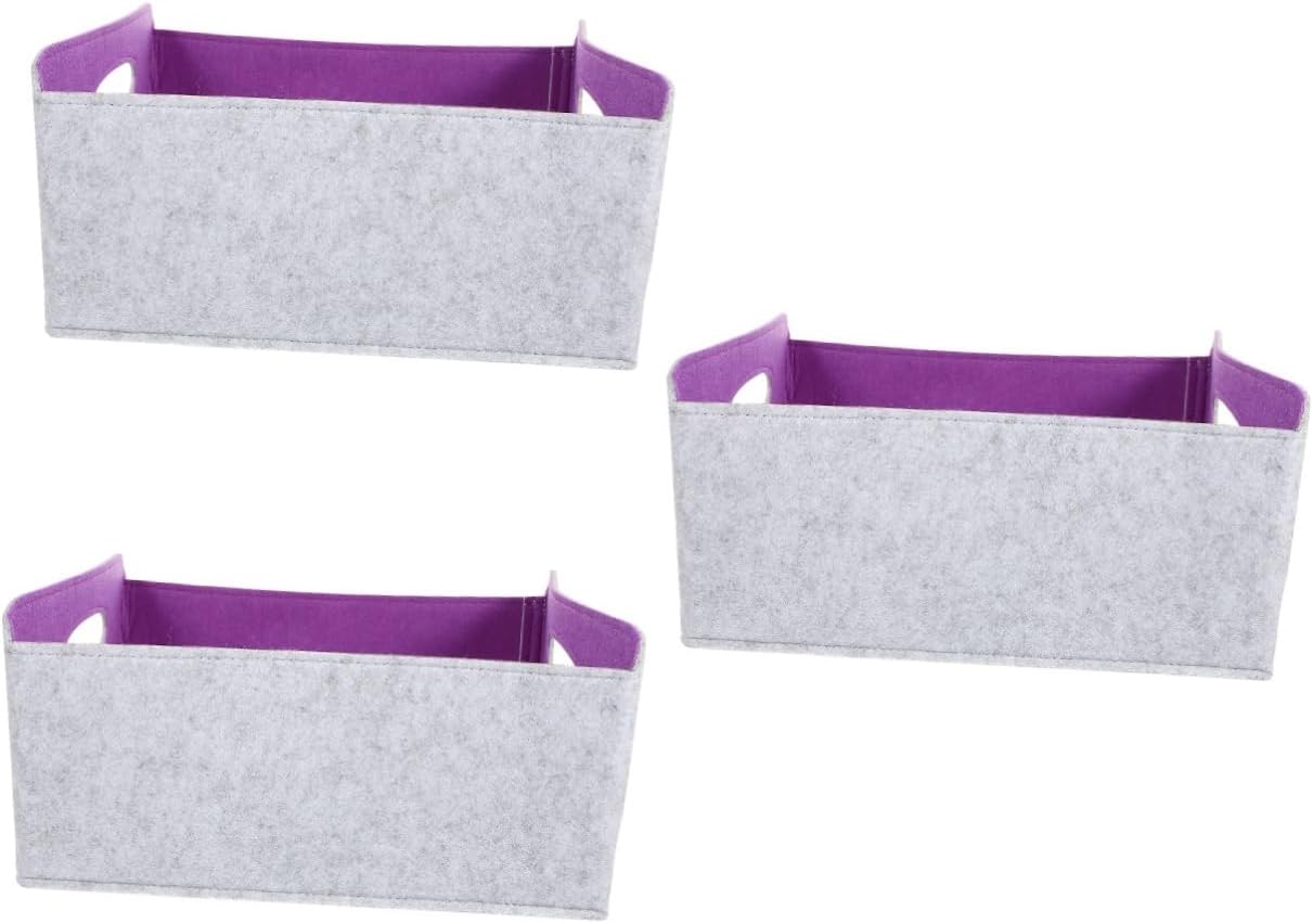 DECHOUS 3pcs Book Storage Basket Magazine Storage Basket Living Room Toy Container Foldable Easy Clean Space Saver