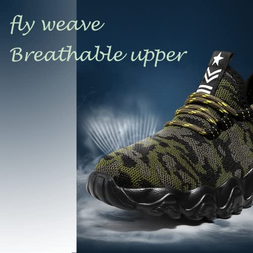 Fwang Kids Shoes Mesh Breathable Lightweight Tennis Running Fashion Athletic Sneakers Boys Girls Camouflage Green 13 Us #TOP4
