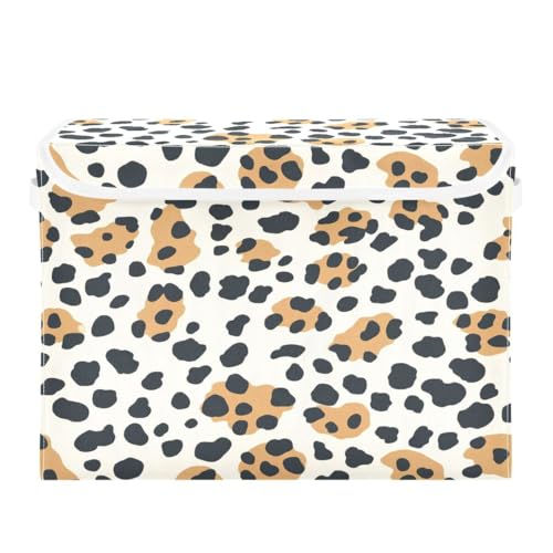 Nander Beautiful Leopard Print Storage Basket Storage Boxes with Lids and Handle, Large Storage Cube Bin Collapsible for Shelves Closet Bedroom Living Room Office360