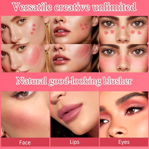 Love Cushion Blush Cream, 2 Pcs Air Cushion Blusher with Heart-Shaped Applicator, Moisturizing Stamp Blush Cheek Rouge Soft Cream Blush, Natural-Look Cheek Tint Set Long Lasting Makeup (#02+#05) - Image 4