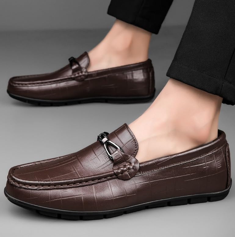 Men's Leather Oxford Dress Shoes Slip On Comfort Wide Round-Toe Business Casual Formal Loafers2