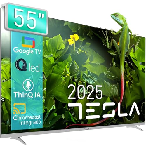 TESLA - QLED Smart TV de 55' (140cm), Google TV, Televisión Ultra HD, HDR10, Dolby Atmos, Youtube, Netlfix, WiFi & Bluetooth, 2 Altavoces 10W, Chromecast Integrado, 3.840x2.160 (Q55S939GUS) - 2025