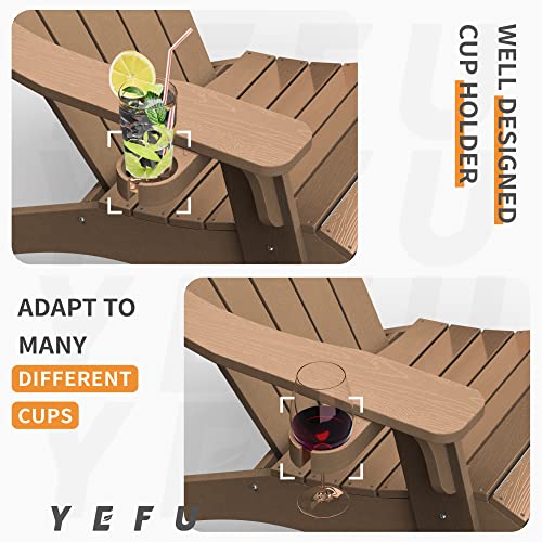 image for YEFU Oversized Plastic Adirondack Chair Set of 4 with Cup-Holder, Weat