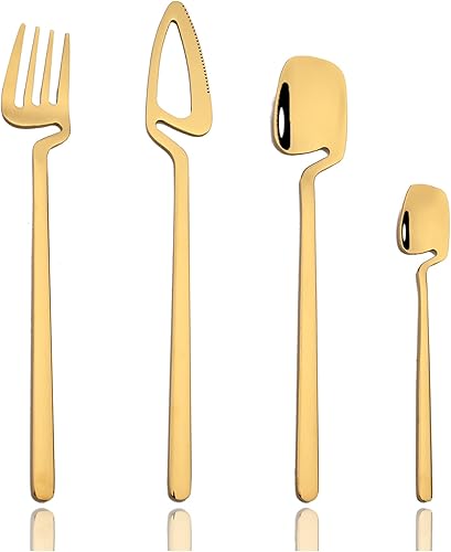 Miniatura 1 de JASHII JASHII - Juego de cubiertos colgantes de acero inoxidable 304 para 8, pulido con espejo, juego de cubiertos, tenedores y cucharas, apto para