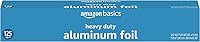 Amazon Basics Heavy Duty Aluminum Foil, 125 Sq Ft Roll - Durable for Grilling, Baking & Food Storage