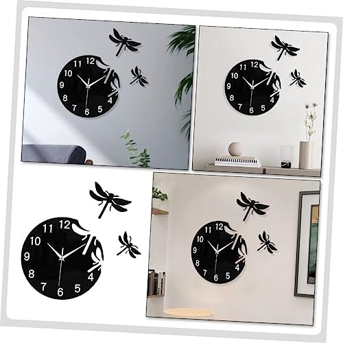 Horloge murale de salon silencieuse Cabilock en acrylique noir 3D design - 3