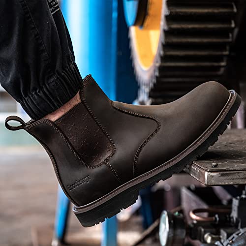 Composite/Steel Toe Chelsea Safety Work Boots Industrial&Construction Ankle Shoes Fashion Insulated 6 Inch Brown Lightweight2