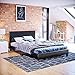 Vida Designs Lisboa Cama Doble pequeña, Marco de Cama de 1,22 m tapizado UKFR Cabecero de Piel sintética de pie bajo, Muebles de Dormitorio, Color Negro