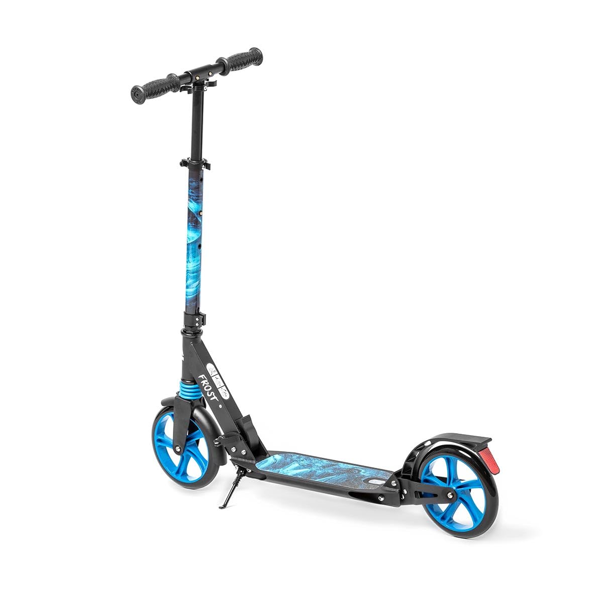Trottinette Urbaine Pliable réglable à 3 hauteurs, Trottinette avec Grandes Roues, suspensions Avant et arrière, béquille et Sangle de Transport