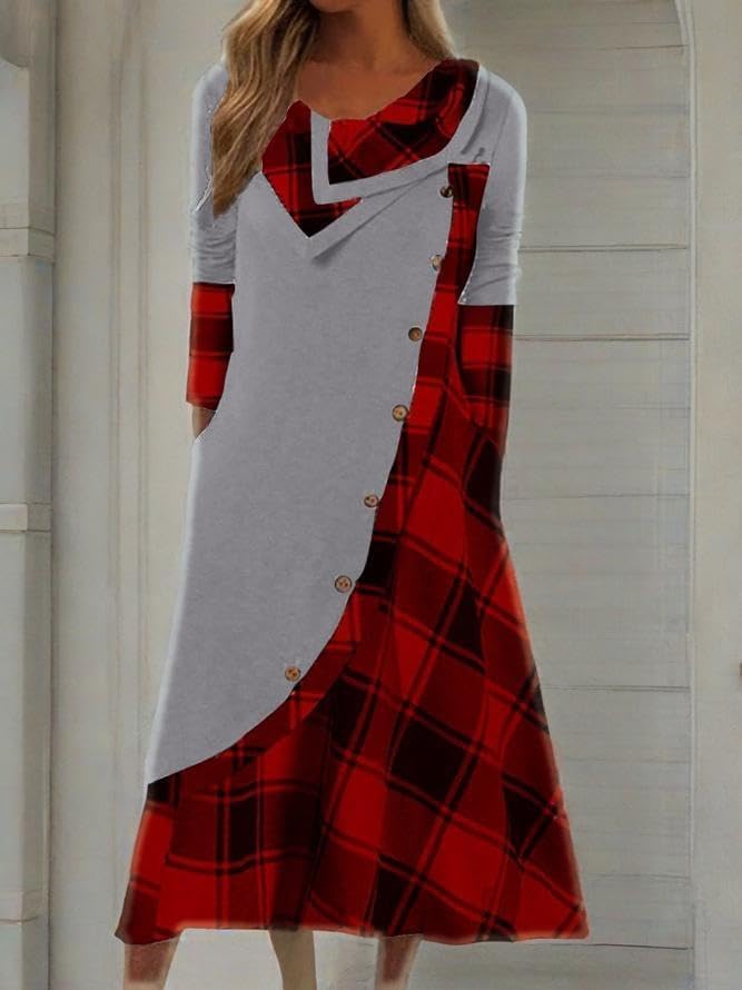 Winter Dresses for Women Wedding Guests Casual Cute Heart Long Sleeve Tiered Maxi Dress with Pockets Plus Size - Image 2