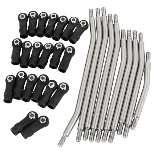 RZXYLRC 313mm Wheelbase 10Pcs Stainless Steel Link Rod Linkage for 1/10 RC Axial SCX10 II AX90046 AX90047 Rock Crawlers Metal Upgrade Parts