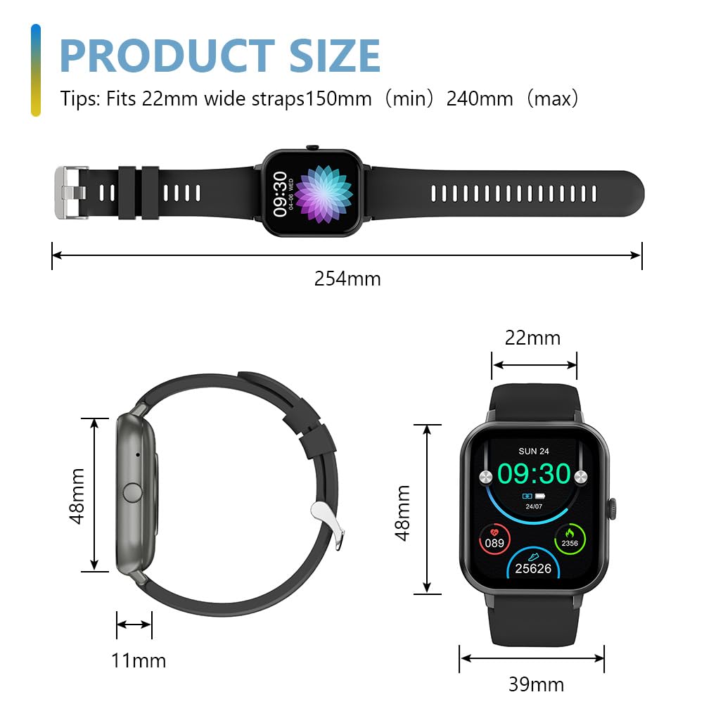 flintronic Smartwatch Women Men 1.83 Inch HD Smart Watch with Phone Function, Waterproof Fitness Watch with SpO2/Blood Pressure/Heart Rate Monitor/Sleep Monitor, Multi Sports Modes Pedometer for Android iOS - 3