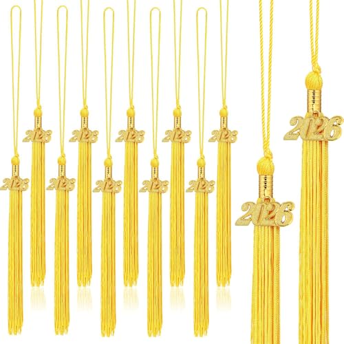 JULMELON 20Pcs Graduation Tassels Academic Graduation Cap Hat Tassel with 2026 Gold Charm for 2026 Graduation Ceremonies Accessories (Gold)