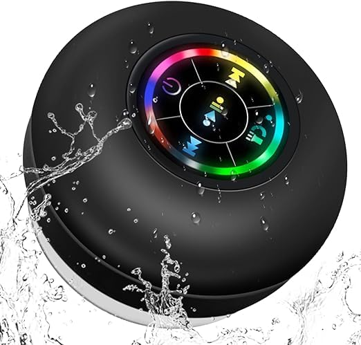 KHOLAD Mini Bluetooth Shower Speaker with LED Lights – Waterproof Portable Wireless Speaker & Suction Cup, IPX4 Water Resistant, Travel, Pool, River Floating, and Outdoor Fun (Black)-image-47