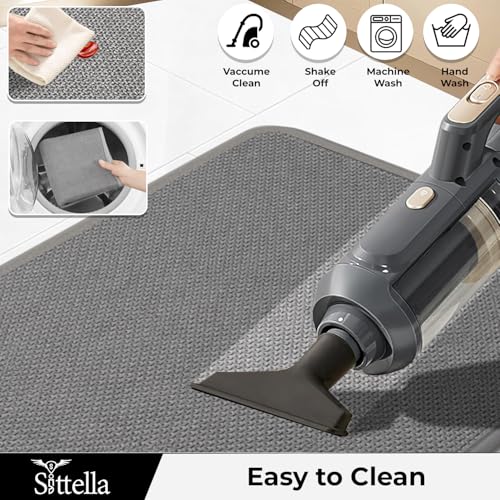 Image of SITTELLA Kitchen Mats for Floor (Set of 2) | Premium Jute Kitchen Carpet with Anti-Slip Back | Absorbent & Easy Clean | Grey | 130x50 cm & 70x50 cm