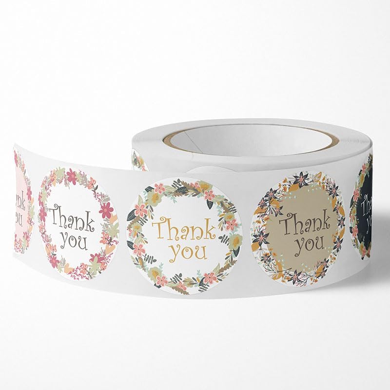 500pcs Flower Style Thank You Stickers, Universal 1.0 inch Celebrating Labels for Wedding Bridal Shower Birthday, Envelopes and Gifts, Packaging Labels and Stickers - Image 5