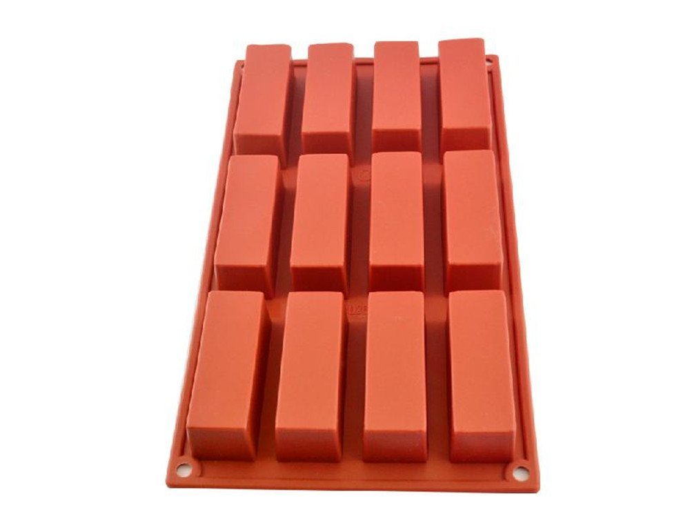 Allforhome Brown 12 Cavities Rectangle Silicone Oven Handmade Soap Moulds Soap Diy Moulds Chocolate Mould